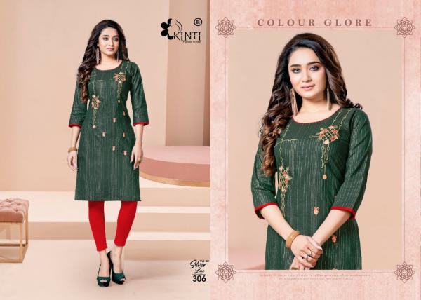 Kinti Silver Line 3 Designer Cotton Embroidery Kurti 